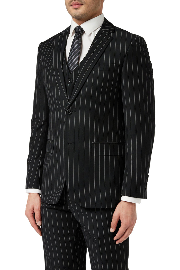 Classic Black White Pinstripe Suit