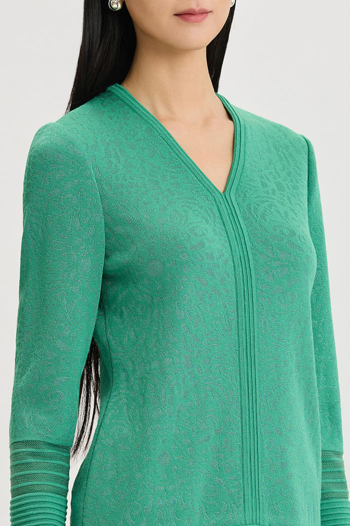Classic Burnout Medallion Soft Knit Tunic, Kelly Green | Ming Wang