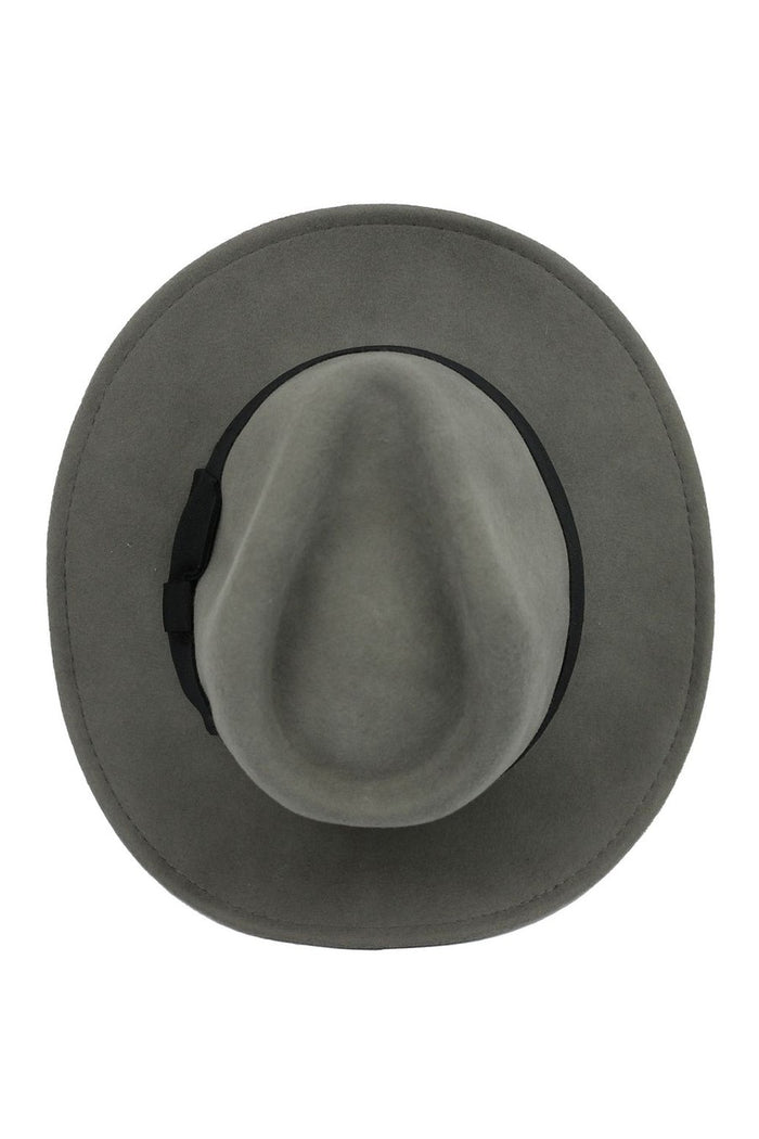 Crushable Fedora 100% Wool Wide Brim Grey Hat
