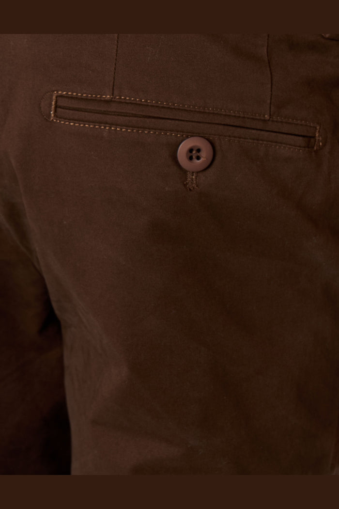 DARK BROWN MENS STRETCH COTTON SMART CHINOS