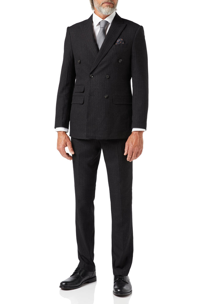 Dark Grey Double Breasted Pinstripe Suit