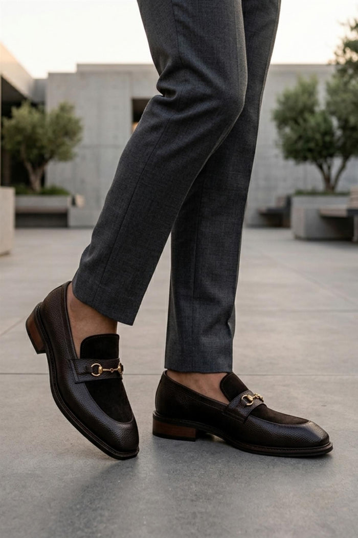 DEXTER Men’s Brown Leather & Suede Snaffle Loafers