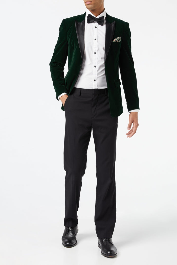Green Velvet Tuxedo 5 Piece Set - Jacket, Shirt, Trouser, Bow & Shoes