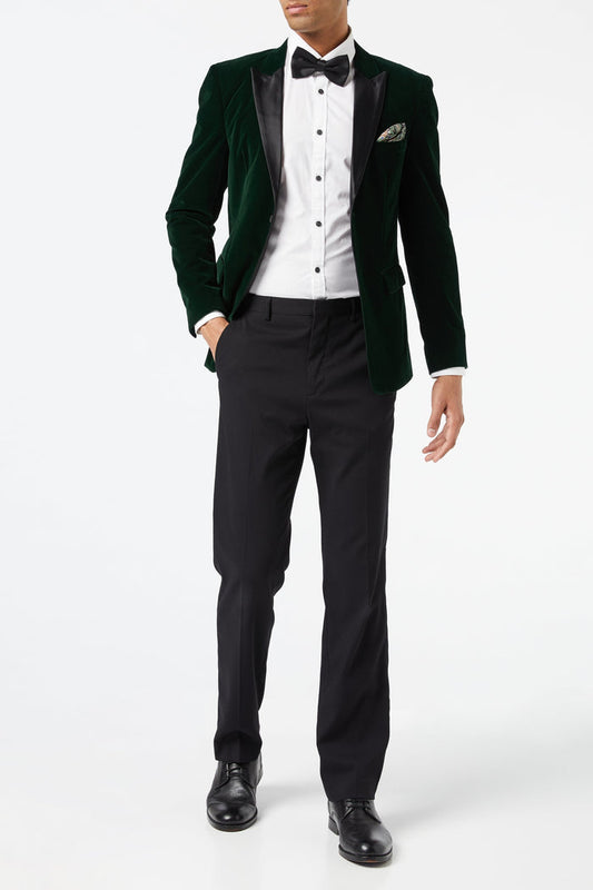 Green Velvet Tuxedo 5 Piece Set - Jacket, Shirt, Trouser, Bow & Shoes