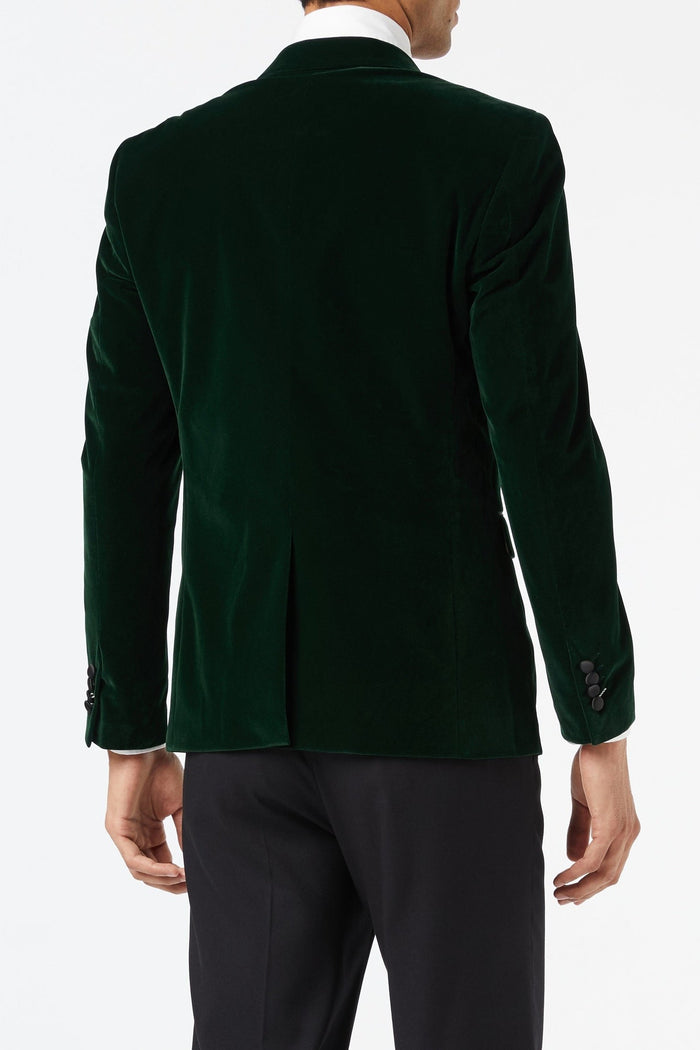 Green Velvet Tuxedo 5 Piece Set - Jacket, Shirt, Trouser, Bow & Shoes