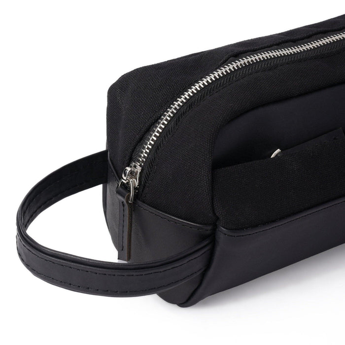 Dopp Kit Leather & Canvas lightweight handbag | Full Black - Spiš.