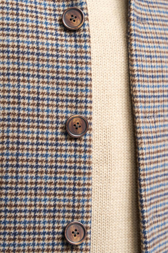 EDDIE – TAN HOUNDSTOTTH CHECK OVERCOAT