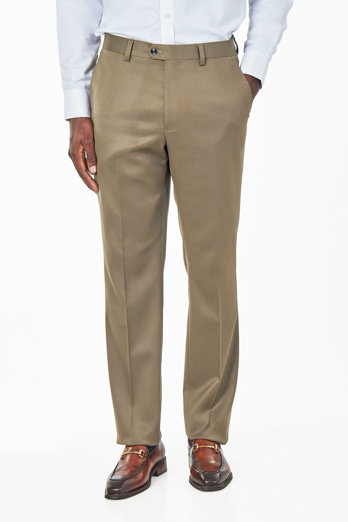 EZRA – KHAKI GREEN TAILORED FIT SUIT TROUSERS