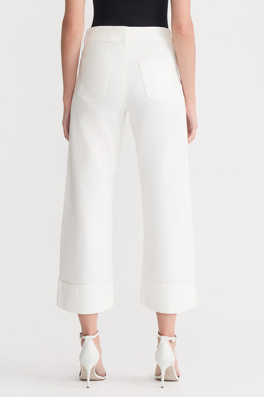 Cropped Wide-Leg Jeans, White | Ming Wang