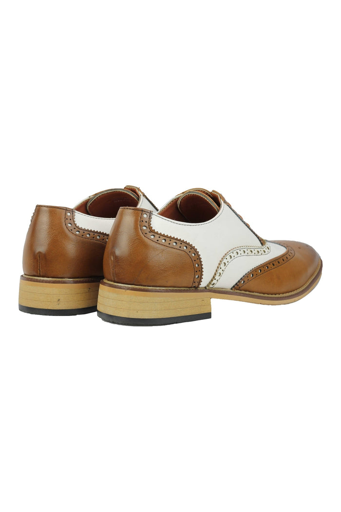 FAUX LEATHER 2 TONE BROGUE LACE UP SHOES IN WINE