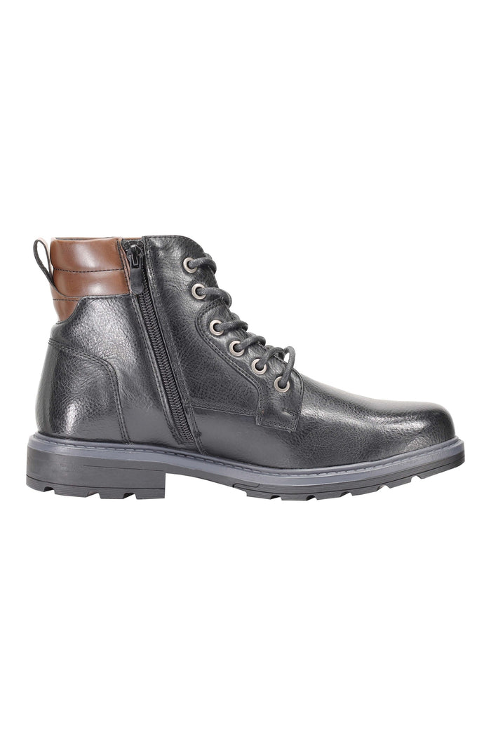 FAUX LEATHER ANKLE LACEUP SHOES WITH ZIP