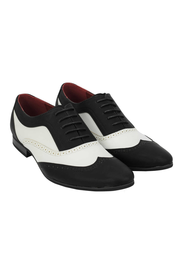 FAUX LEATHER BLACK WHITE LACE UP SHOES