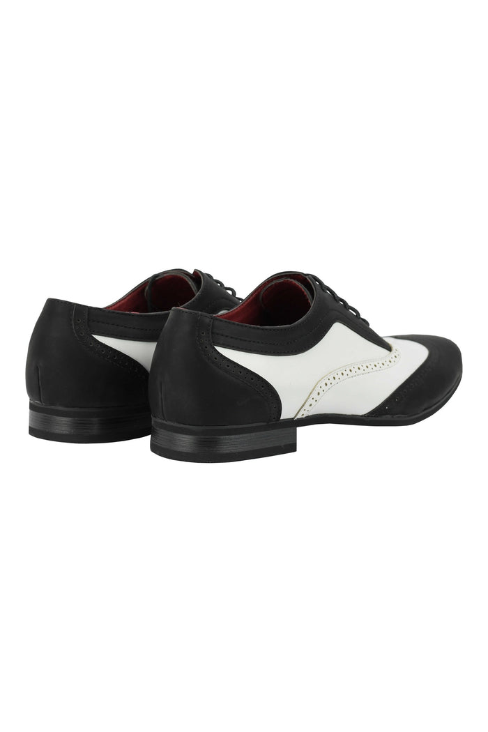 FAUX LEATHER BLACK WHITE LACE UP SHOES