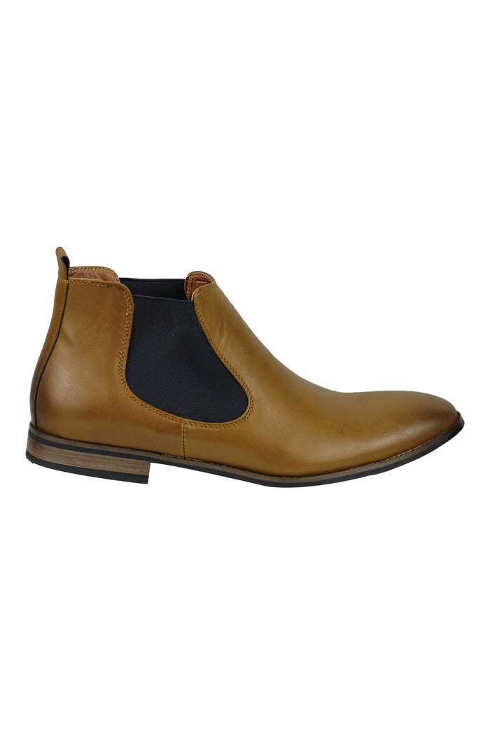 FAUX LEATHER CHELSEA BOOTS IN TAN