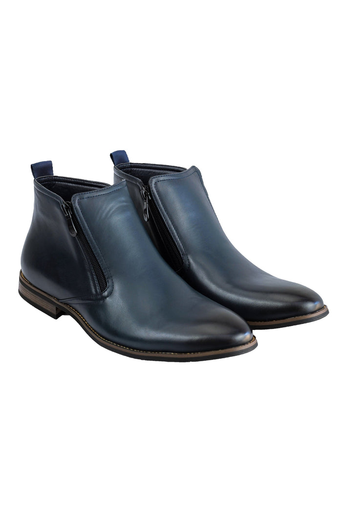 FAUX LEATHER CHELSEA BOOTS LOW ANKLE IN NAVY