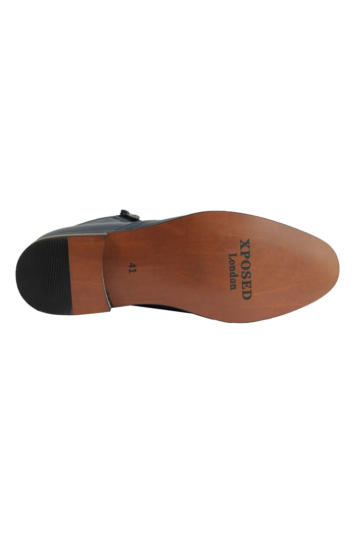 FAUX LEATHER CHELSEA BOOTS LOW ANKLE IN NAVY