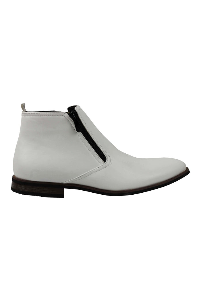 FAUX LEATHER CHELSEA BOOTS LOW ANKLE IN WHITE
