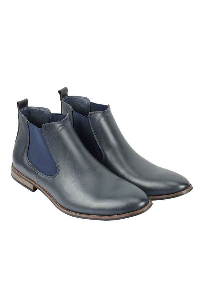 FAUX LEATHER CHELSEA NAVY BOOTS