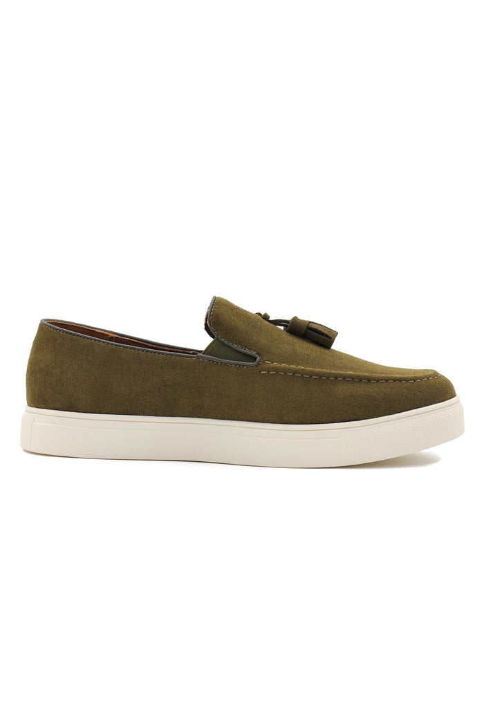 FAUX LEATHER SUEDE SNEAKER WITH TASSEL