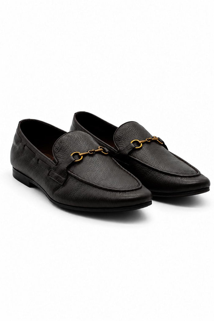 FAZIO Men’s Brown Soft Grain Leather Snaffle Bit Loafers Flexi Sole