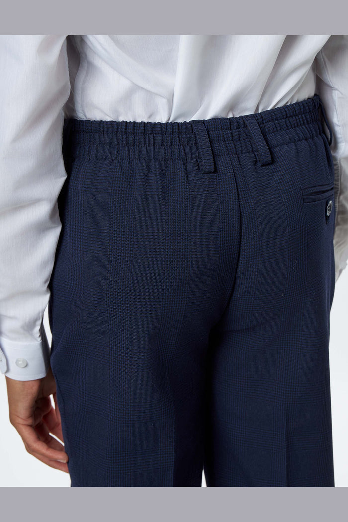Boys Navy Check Double Breasted Suit – 2 Piece Formal Outfit