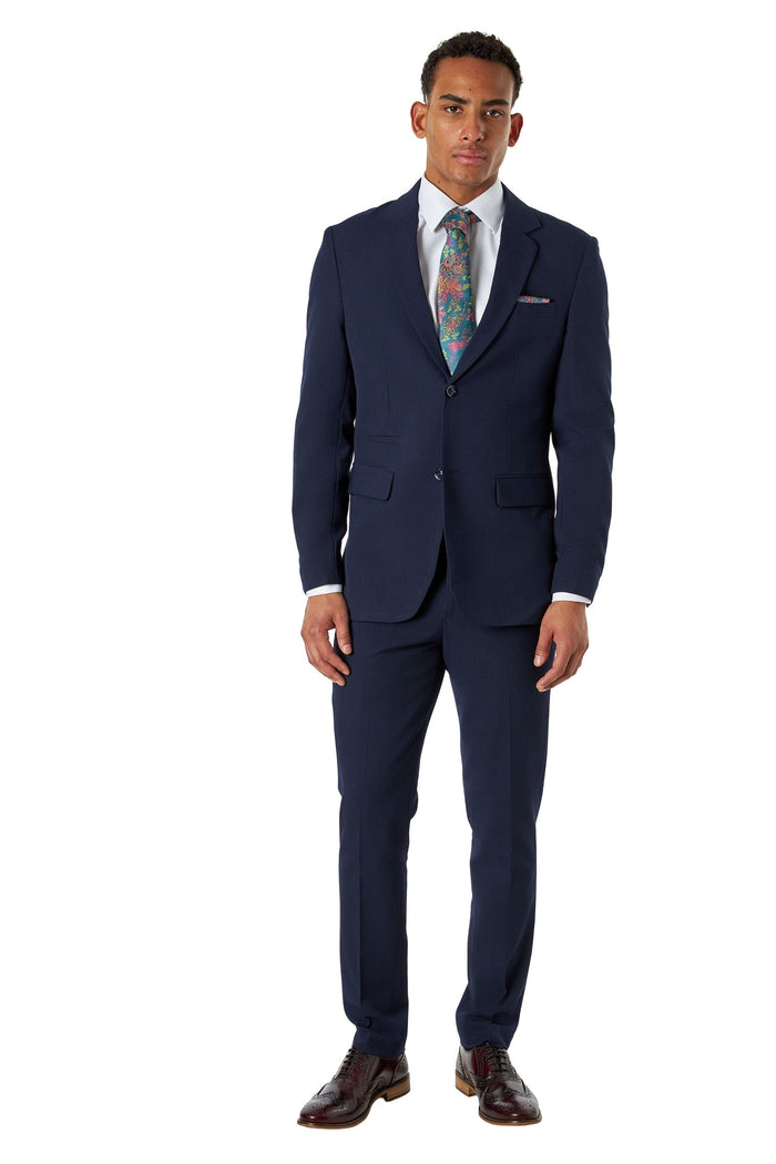 Navy Prince of Wales Check Tailored Fit Single-Breasted Suit Jacket