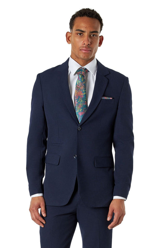 Navy Prince of Wales Check Tailored Fit 3-Piece Suit