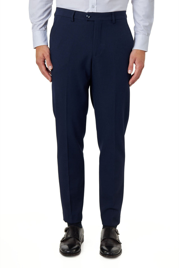 Finley – Dark Navy Prince of Wales Check Suit Trousers