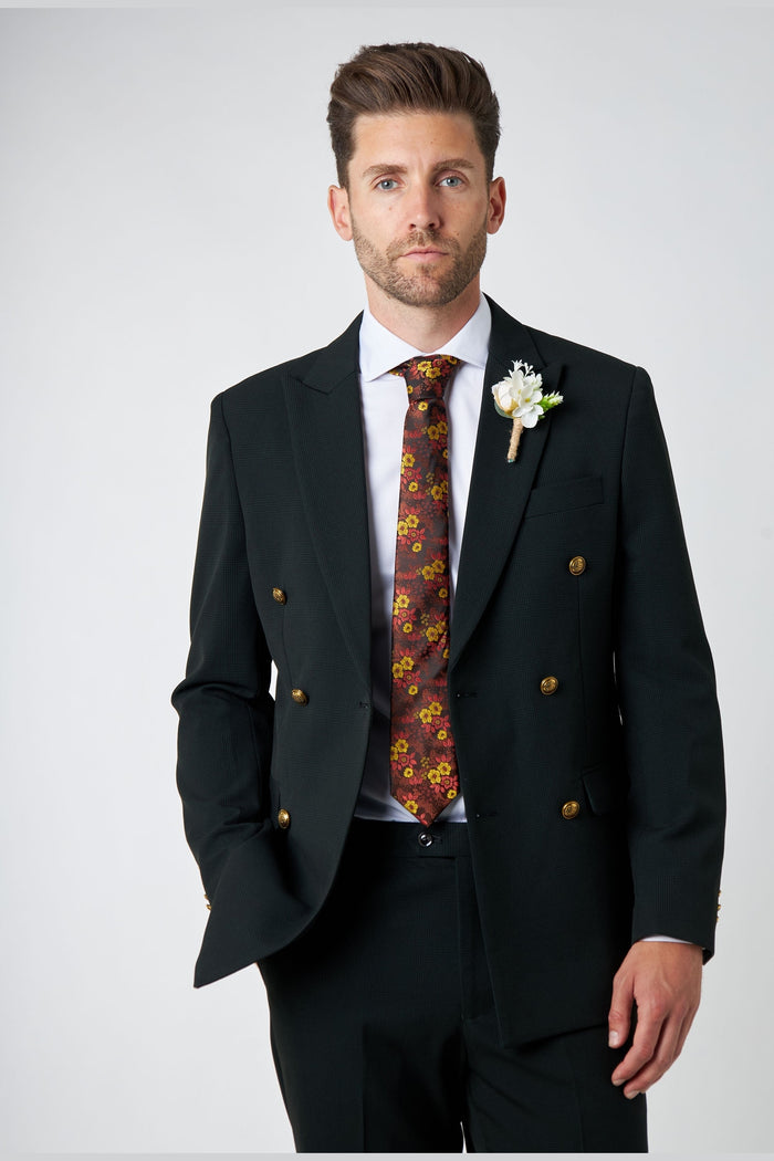 FINLEY – Olive Green Prince of Wales Checks Double Breasted 2 Piece Suit