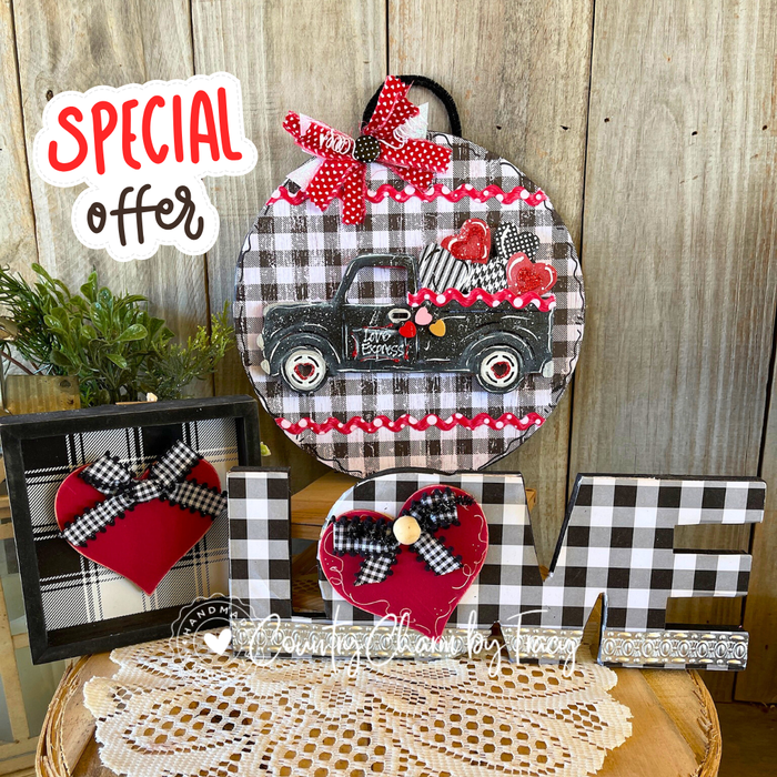 From the Vault – Black & Red Buffalo Check Valentine Set #1