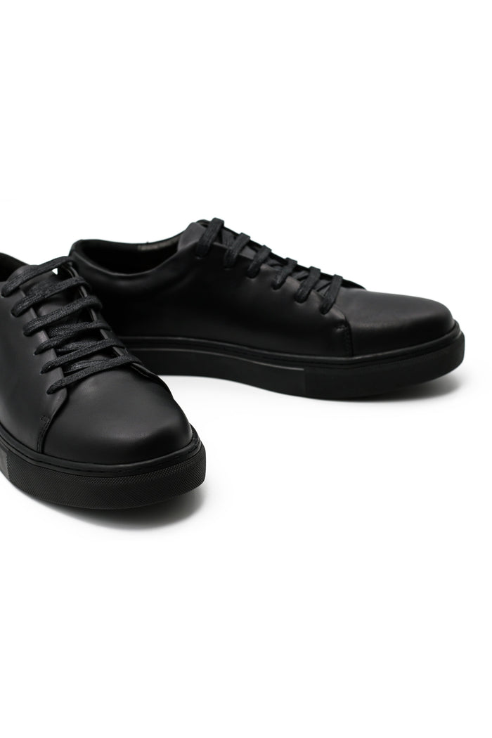 Full Black Real Leather Trainers