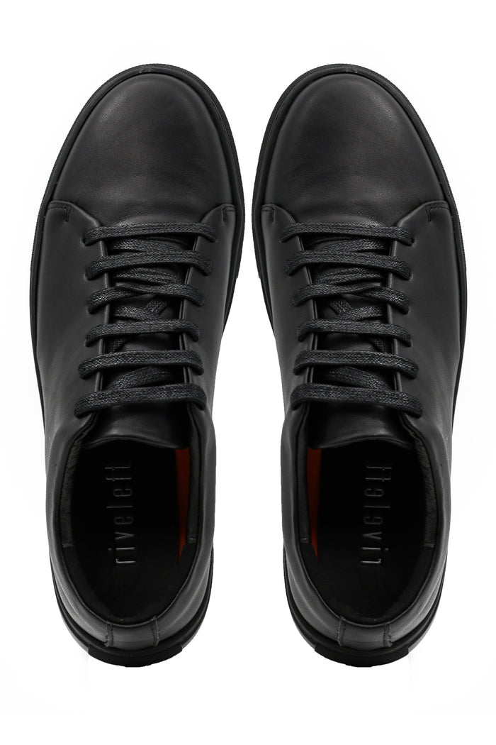 Full Black Real Leather Trainers