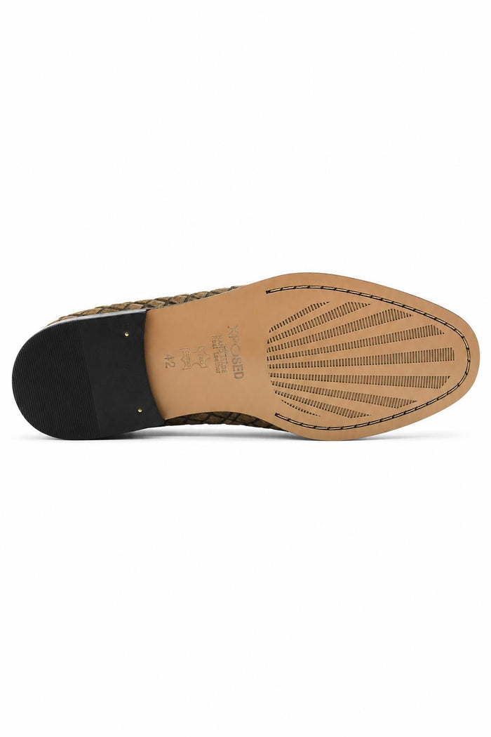 GINO Men’s Black Patterned Horsehair Leather Penny Loafers