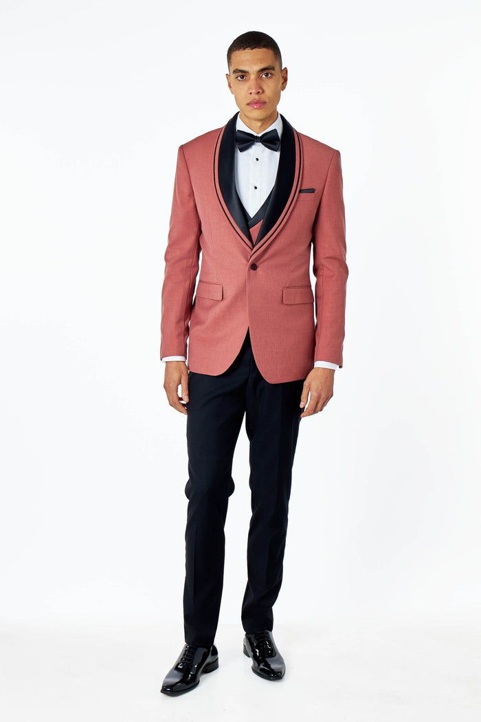 GREG – PINK BLACK 3 PIECE TUXEDO WEDDING SUIT