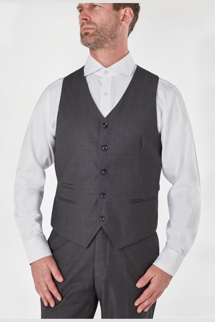 Grey Chinese Grandad Collar Nehru Jacket Suit