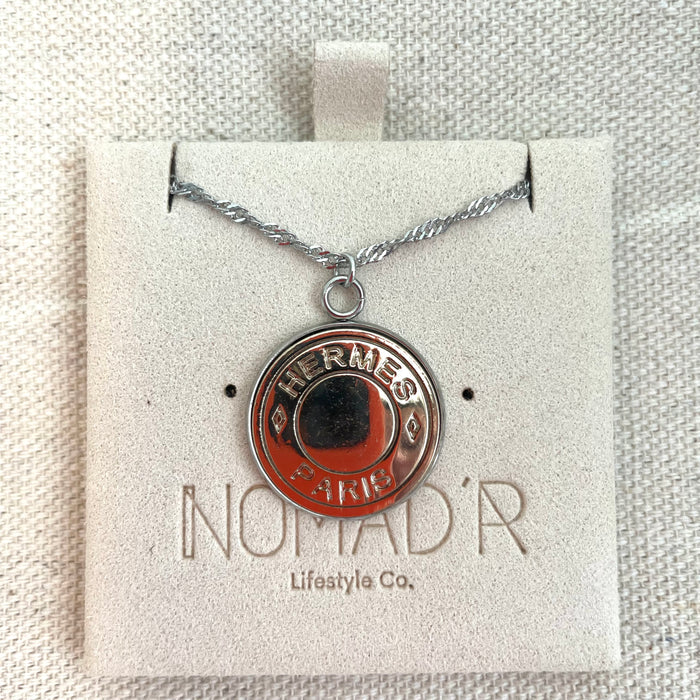 H Coin Necklace- SILVER