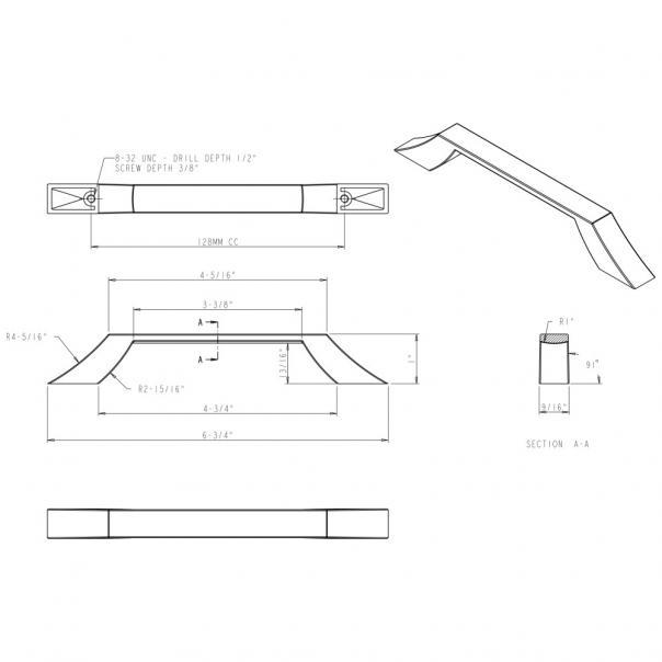Hardware Resources 798-128PC Royce 128mm Center to Center Cabinet Pull, Polished Chrome