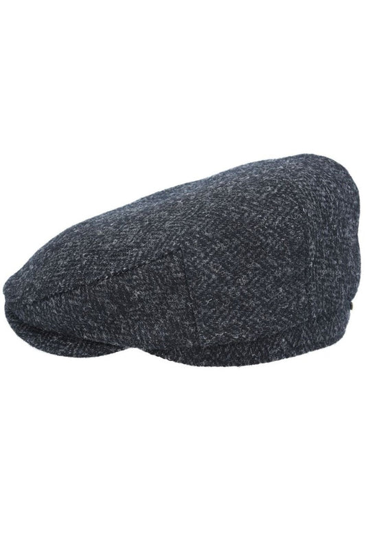 HARRIS TWEED - BLACK PURE SCOTTISH WOOL FLAT CAP