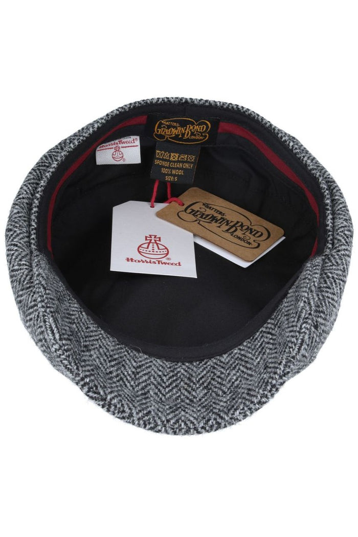HARRIS TWEED - GREY PURE WOOL TWEED FLAT CAP