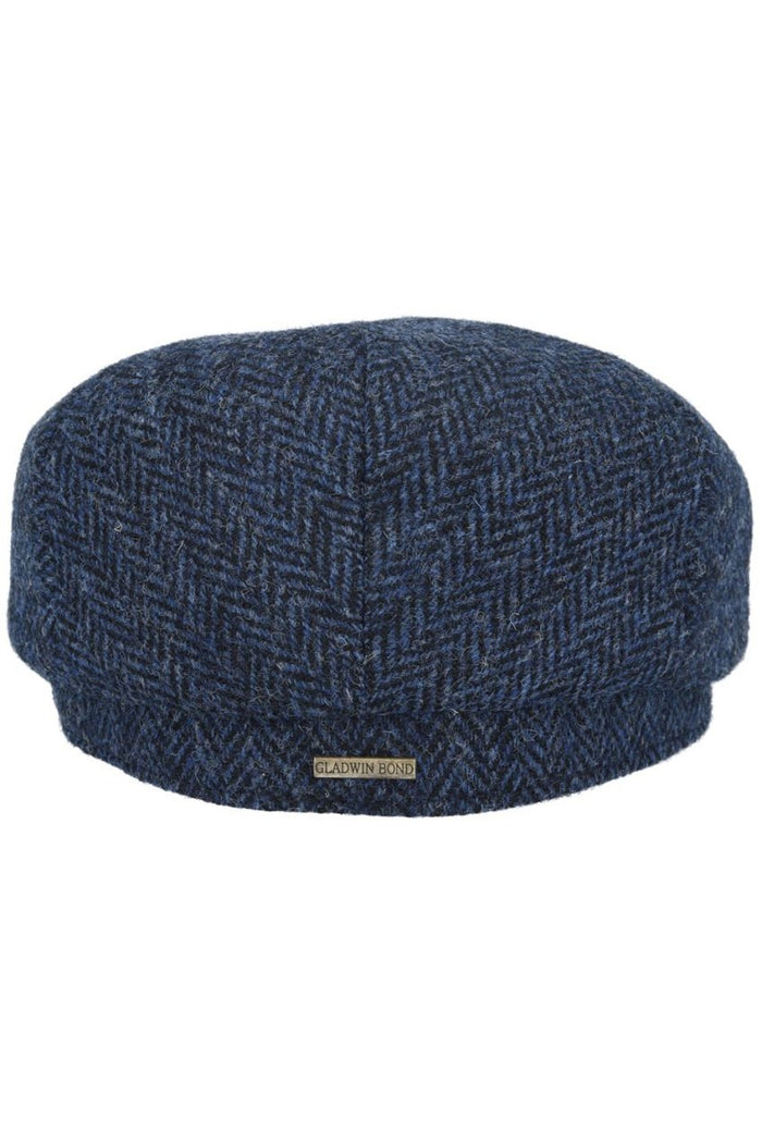 HARRIS TWEED - NAVY PURE SCOTTISH WOOL FLAT CAP