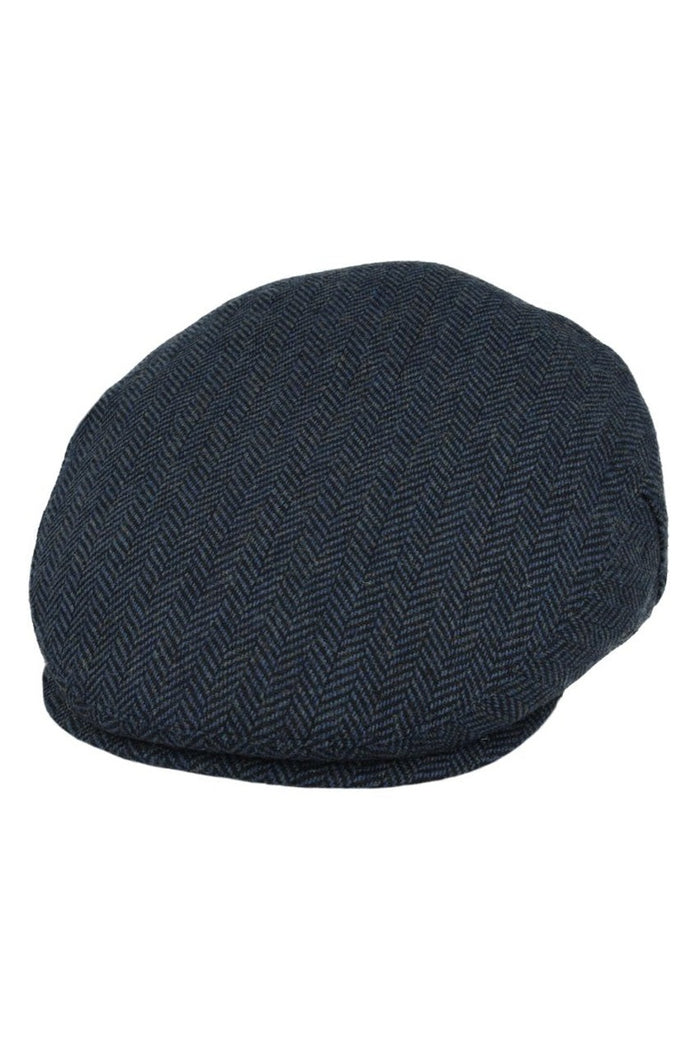 HERRINGBONE WOOL BLEND FLAT CAP