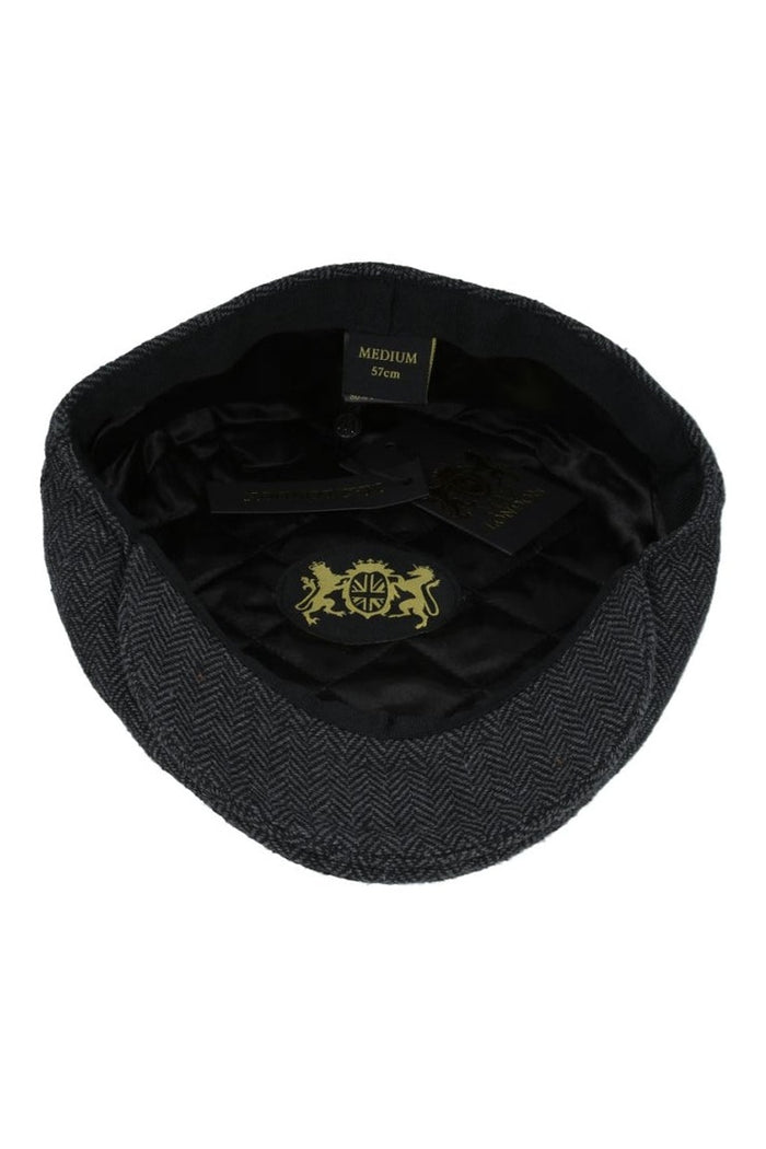 HERRINGBONE WOOL BLEND FLAT CAP