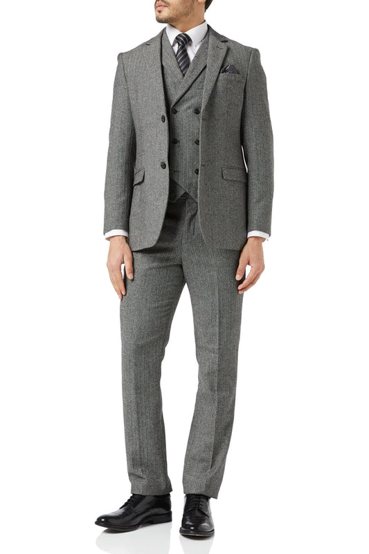 JAX - HERRINGBONE GREY TWEED SUIT WAISTCOAT