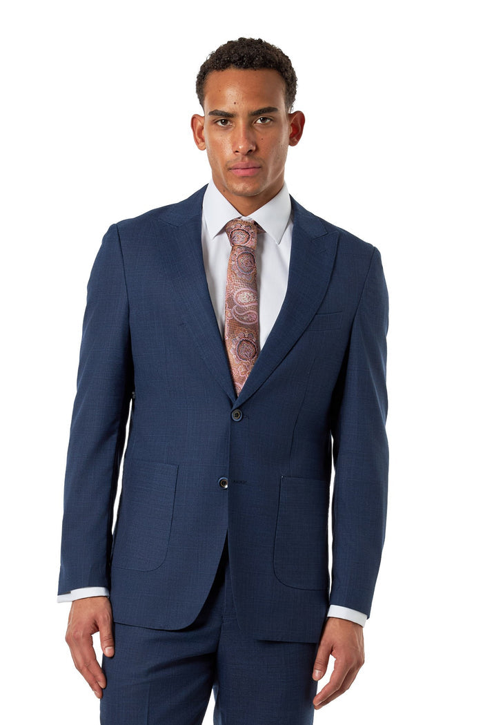 Kaiser - Navy Textured Tailored Suit Jacket / Blazer