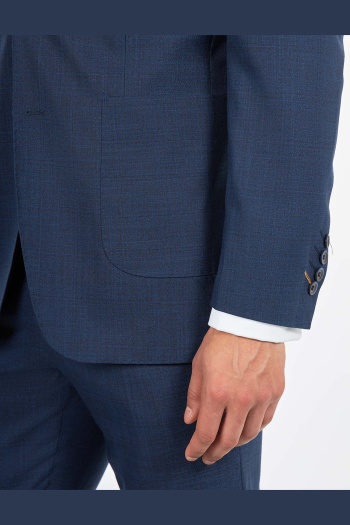 Kaiser - Navy Textured Tailored Suit Jacket / Blazer