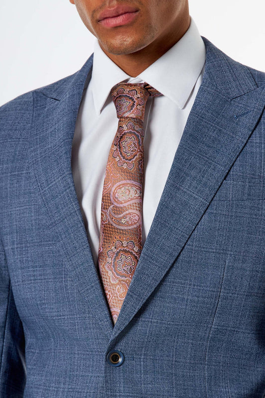 Kaiser - Steel Blue Textured Tailored Fit Blazer