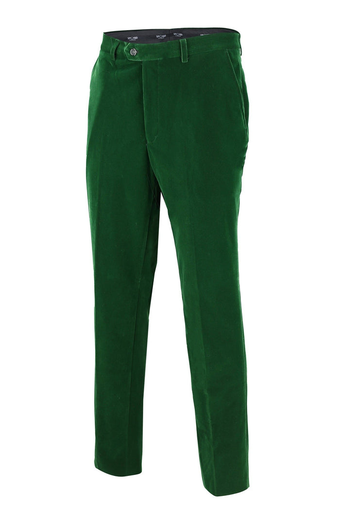 KAK - Mens Dinner Party Green Soft Velvet Trousers