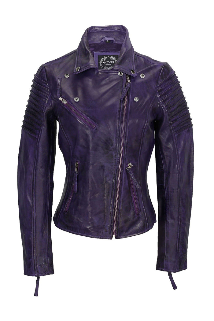 Ladies Retro Biker Purple
