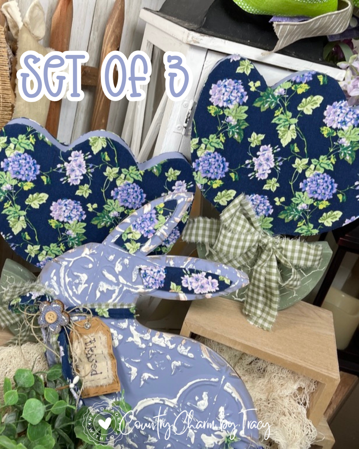 Lavender Bunny and Tulip Set of 3 – Coordinating Set - Home Decor