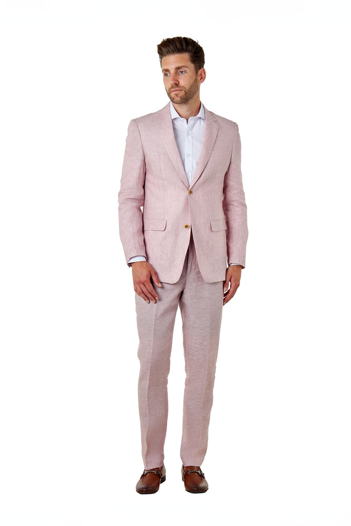 Pink Pure Linen Tailored Fit Summer Suit